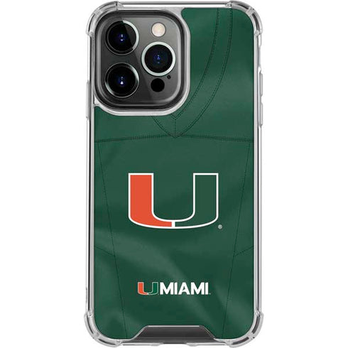 University of Miami Green Jersey iPhone 15 Pro Clear Case